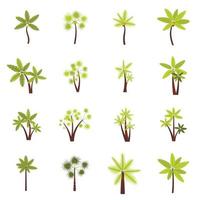 Tree icons set, flat style vector
