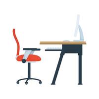 office workplace with desktop scene vector