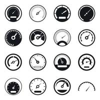 Speedometer icons set, simple style vector