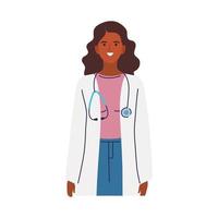 Doctora afro con estetoscopio vector