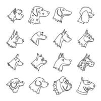 Dog Icons set, outline style vector