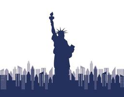 estatua de la libertad monumento escena de la ciudad de nueva york vector