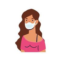 young woman wearing medical mask character vector