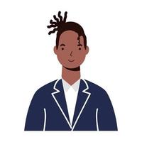afro young man avatar character vector