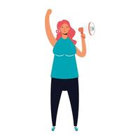 woman protesting with megaphone character vector