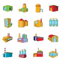 Industrial building plants and factories icons set vector