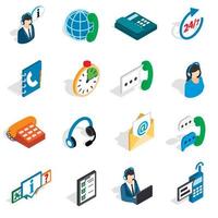 Call center icons set, isometric 3d style vector