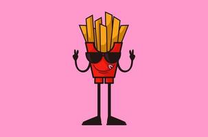 cartoon illustration of french fries character vector