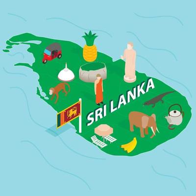 Sri Lanka map concept, isometric 3d style