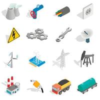 Industrial icons set, isometric 3d style vector