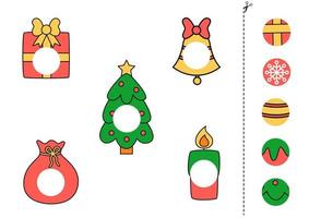 Cut and glue parts of Christmas elements. vector