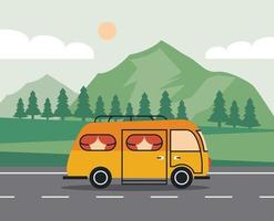 recreational vehicle in the road vector