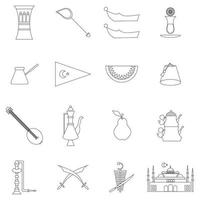 Turkey travel icons set vector