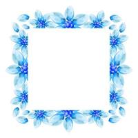 Watercolor blue frame template isolated on white vector set border wedding invitation design floral wreath botanical illustration elegant card decoration bouquet