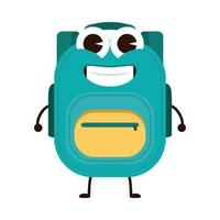 school bag equipment kawaii comic character vector