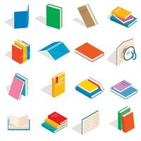 Book icons set, isometric 3d style vector