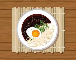 jajangmyeon delicious in table vector