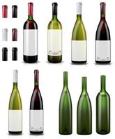 Red and white wine bottles. Empty wine bottles. vector