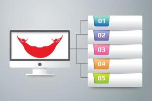 Easter Island Flag with Infographic Design Incorporate with Computer Monitor vector