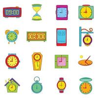 Conjunto de iconos de tiempo y reloj, estilo pop-art vector