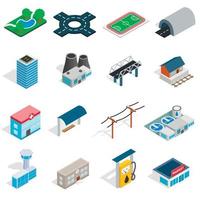 Infrastructure icons set, isometric 3d style vector