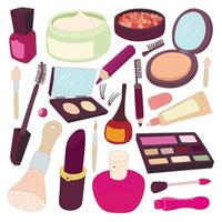 Cosmetic icons set, cartoon style vector