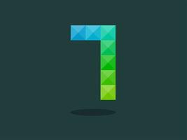 Number 7 with perfect combination of bright blue-green colors. Good for print, t-shirt design, logo, etc. vector