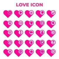 set of flat pink heart love icon vector