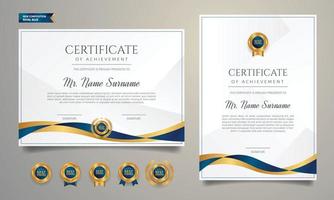 Certificate of appreciation template with luxury badges vector