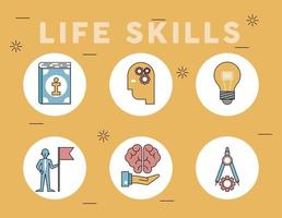 six life skills icons vector