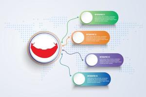 Bandera de la isla de Pascua con diseño infográfico aislado en el mapa mundial de puntos vector