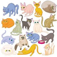 Cat icons set, cartoon style vector