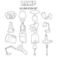 Lamp icons set, outline style vector