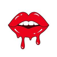 Melting glossy colored and parted lips. vector