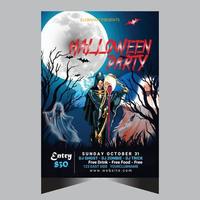 Halloween Party Flyer Template For Happy Halloween Holiday vector