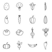 Vegetables icons set vector