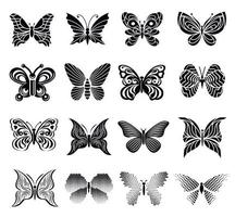 Butterfly icons set, simple style vector