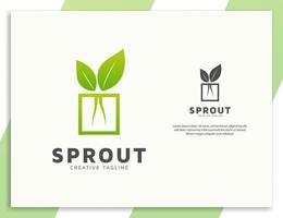 Sprout plant with leaves and root agriculture logo vector