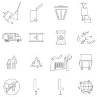 Ecology icons set, outline style vector