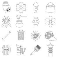 Apiary icons set, outline style vector