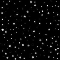 Silver sparkle star on black background. Starry confetti vector