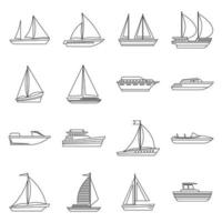 conjunto de iconos de barco y barco vector