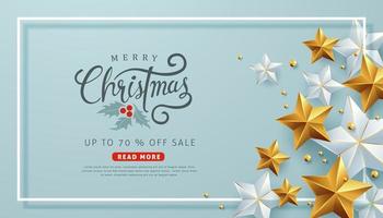 Happy New Year and Merry Christmas sale banner poster template vector