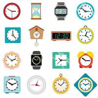 Clock icons set in isometric 3d style vector