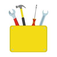Conjunto de herramientas de construcción de equipos con banner vector