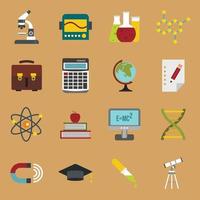 Education icons set, flat style vector