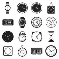 Time and Clock icons set vector