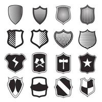 Shield icons set in simple style vector