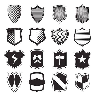 Shield icons set in simple style