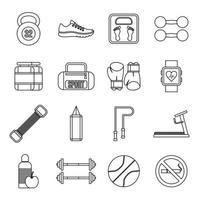 Gym Icons set, outline style vector